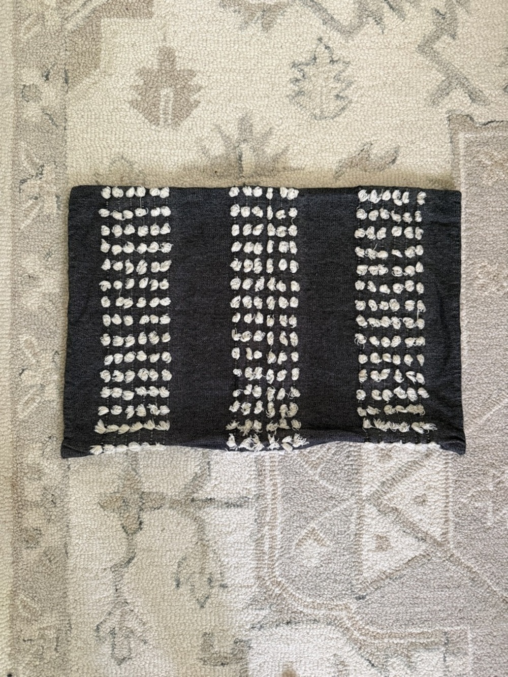 Anthropologie Charcoal and White Textured 13in x 19in pillow cover
